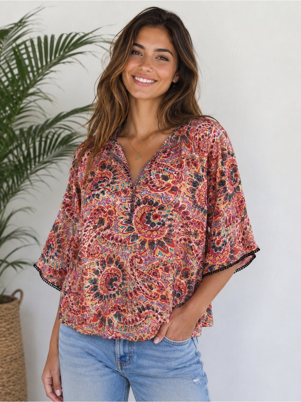 • Calypso St. Barth • Floral Print Blouse Small